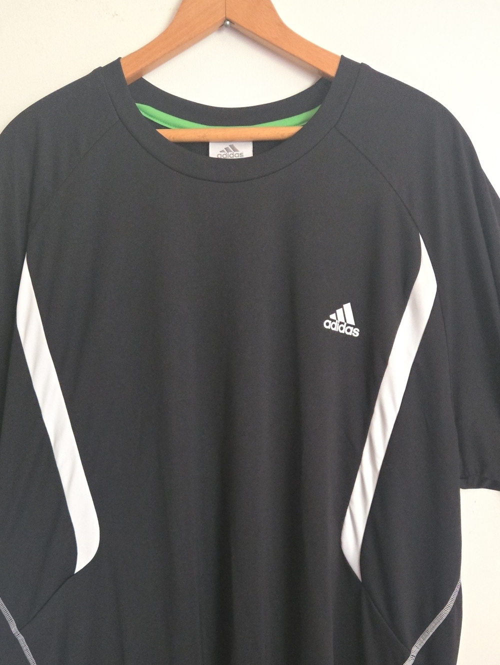 Adidas Black Athletic Tech Shirt with White Panels